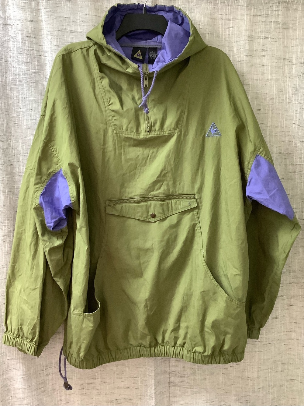 VNTG Le Coq Sportif Unisex XL Outdoor water repellant hooded parka, apple green